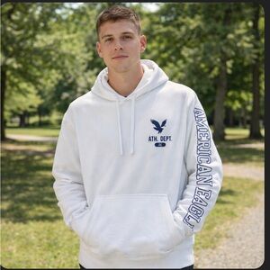American Eagle White Pullover Hoodie ATH DEPT Logo
Men's
